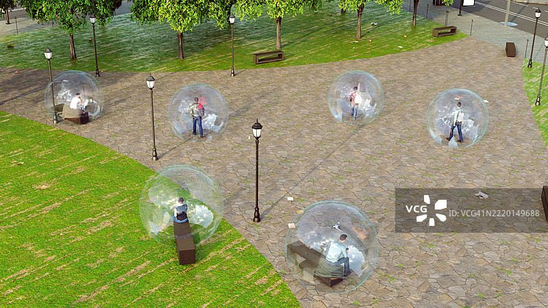 开放中的社交距离 – 个人空间中的个体图片素材