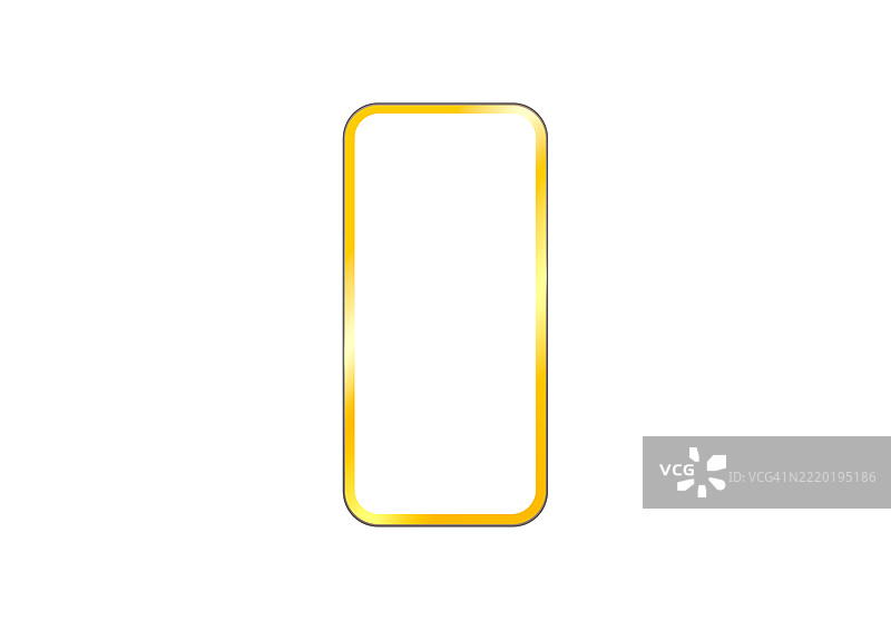金色智能手机模型，空白屏幕，孤立在白色背景上图片素材