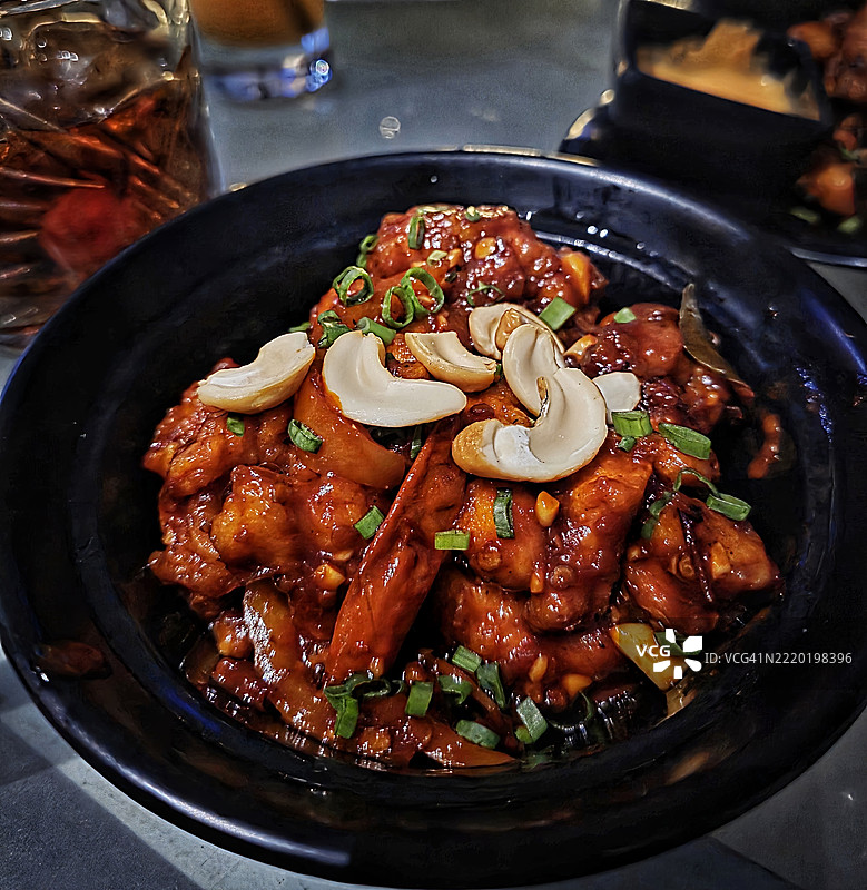 美味的开胃菜腰果鸡图片素材