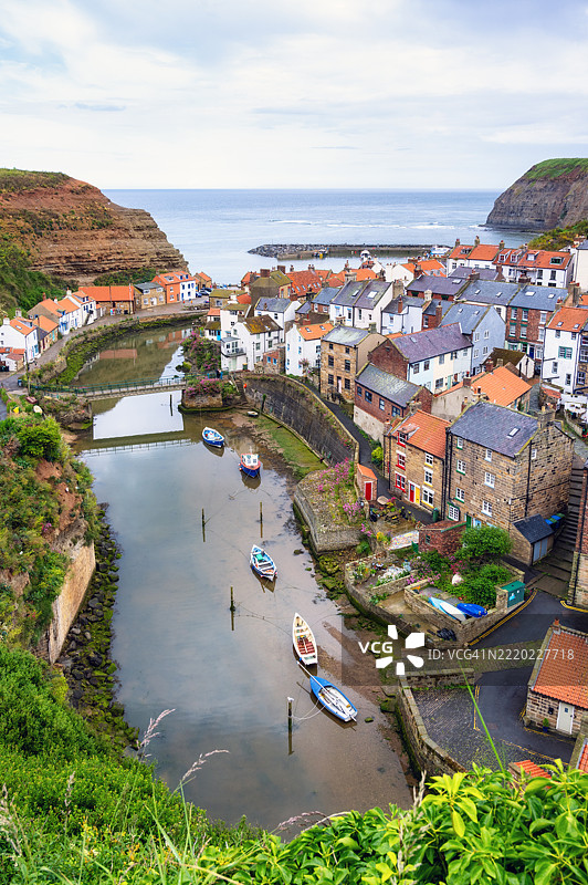 斯泰斯，位于英国北约克郡海岸的一个渔村图片素材
