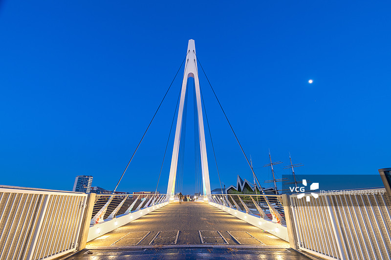 戈万到帕提克桥，步行桥，克莱德河，格拉斯哥，苏格兰，英国图片素材