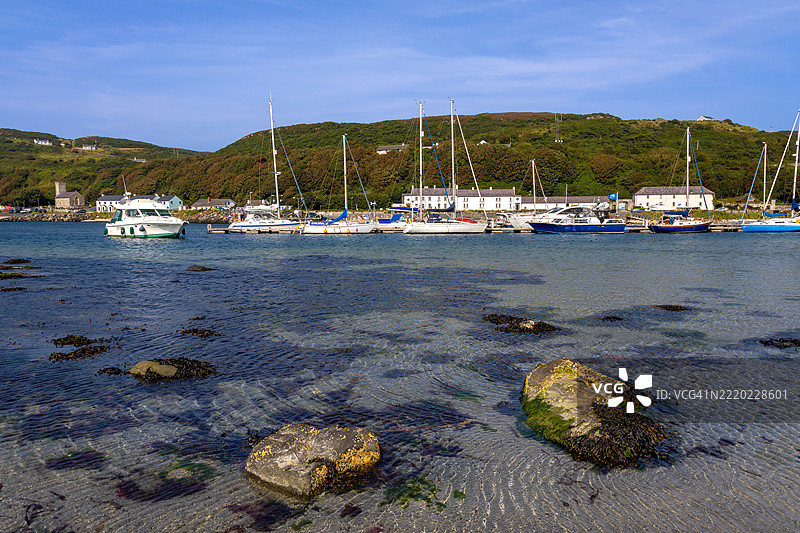 教堂湾，拉斯林岛，安特里姆郡，阿尔斯特，北爱尔兰，联合王国图片素材