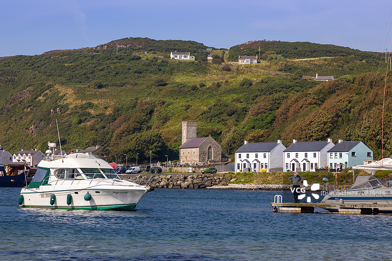 教堂湾，拉斯林岛，安特里姆郡，阿尔斯特，北爱尔兰，联合王国图片素材