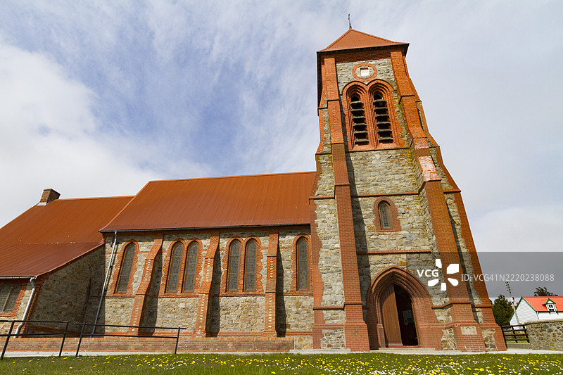 福克兰群岛首府及唯一城市斯坦利的圣公会大教堂景观图片素材