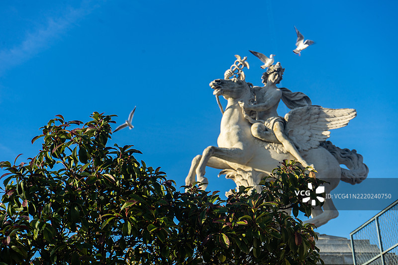 巴黎图伊勒里花园大门的雕像图片素材