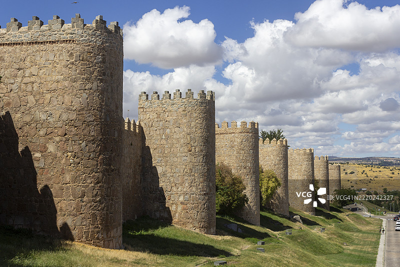 阿维拉城墙，联合国教科文组织，卡斯蒂利亚和莱昂，西班牙图片素材