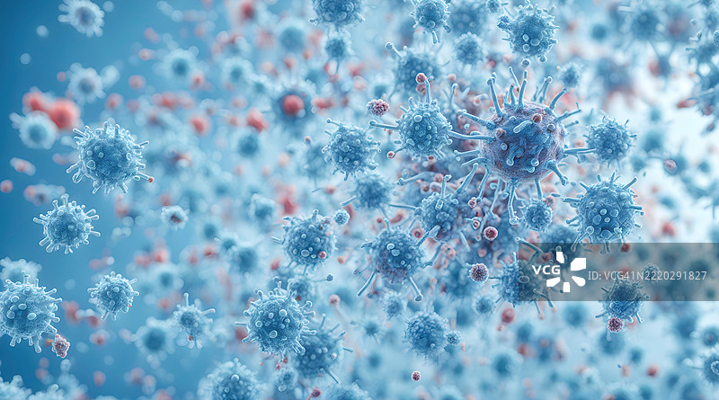 显微镜下的蓝色细菌背景图片素材