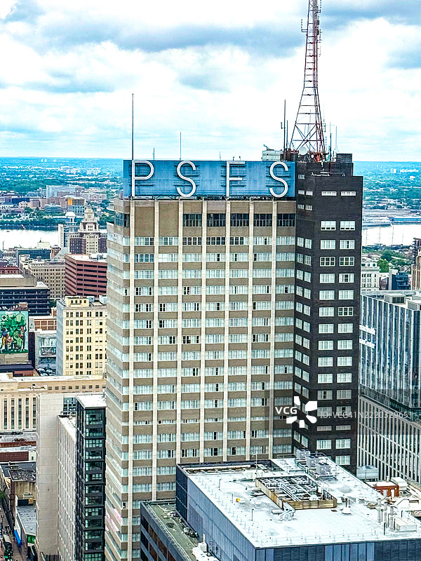 费城中心城区的高空视角图片素材