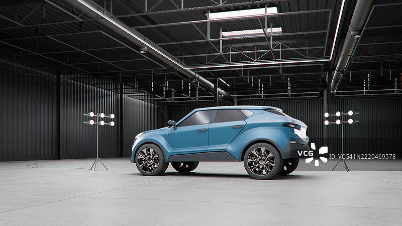 现代通用SUV在摄影工作室环境中图片素材