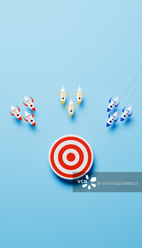 朝着一个共同目标竞赛的多彩火箭团队图片素材