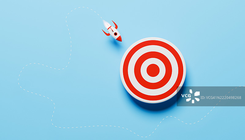 直接影响 – 红色火箭精准而有力地瞄准目标图片素材