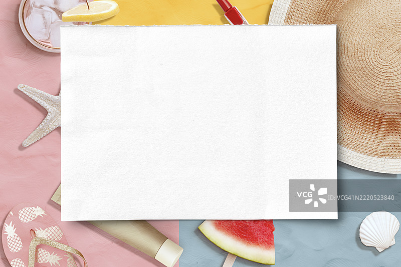夏季背景的空白纸张/模板/样板图片素材