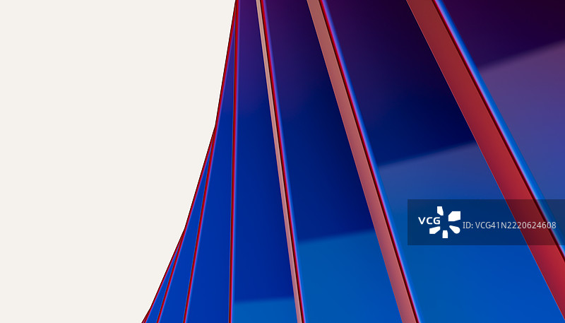 抽象的蓝色和红色面板交汇，形成动态图案图片素材