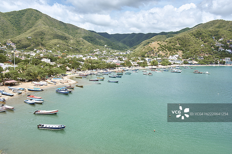 哥伦比亚加勒比海圣玛尔塔的塔甘加镇风景图片素材