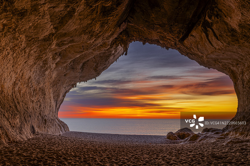 卡拉卢纳海滩，意大利萨丁岛东海岸，努奥罗省，奥利亚斯特拉图片素材