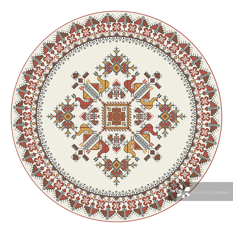 白色背景上的传统保加利亚刺绣设计元素图片素材
