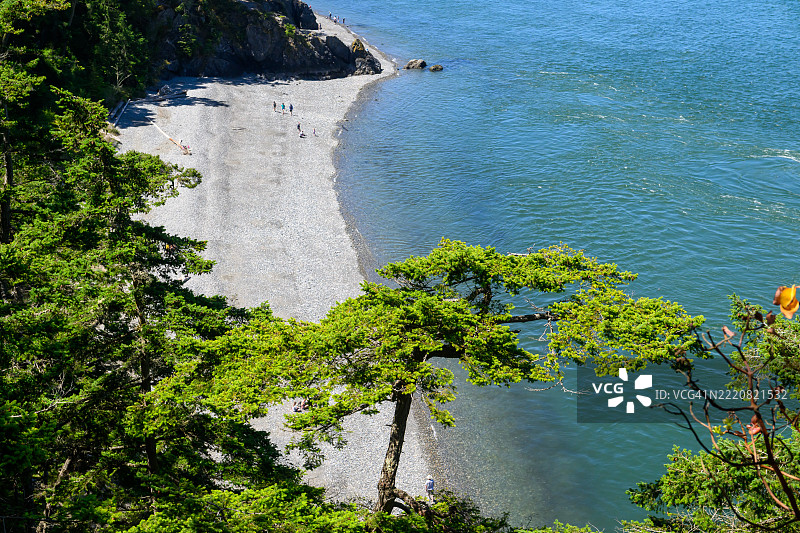 靠近欺骗通道桥的海滩特写图片素材