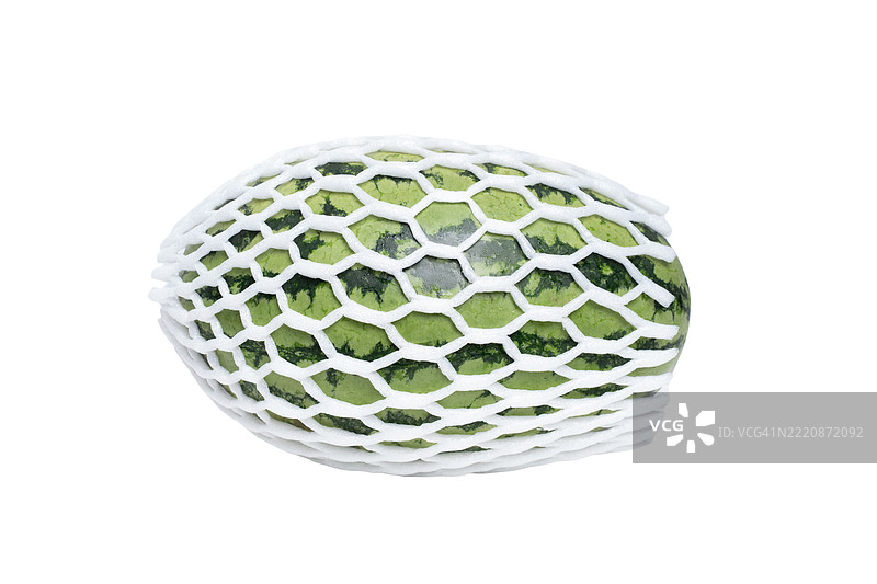 一个绿色的西瓜放在白色背景上图片素材