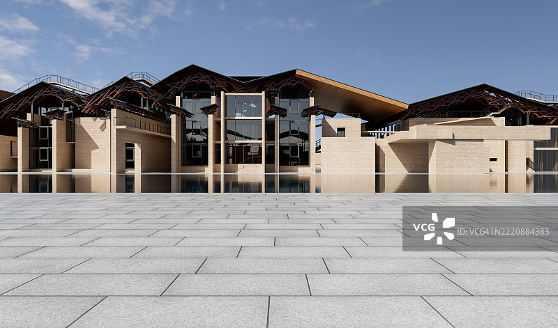 现代建筑外的 marble 地板图片素材