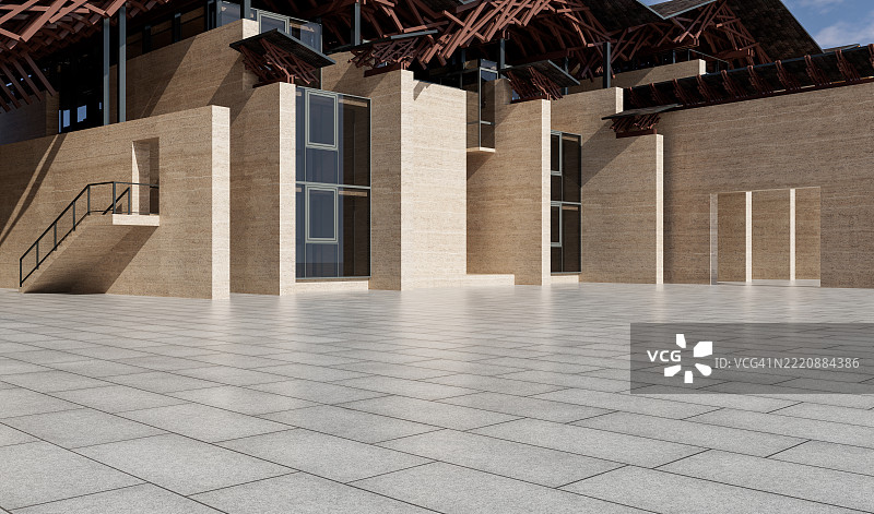 现代建筑外的 marble 地板图片素材