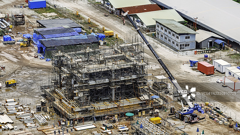 建筑工地的鸟瞰图。图片素材