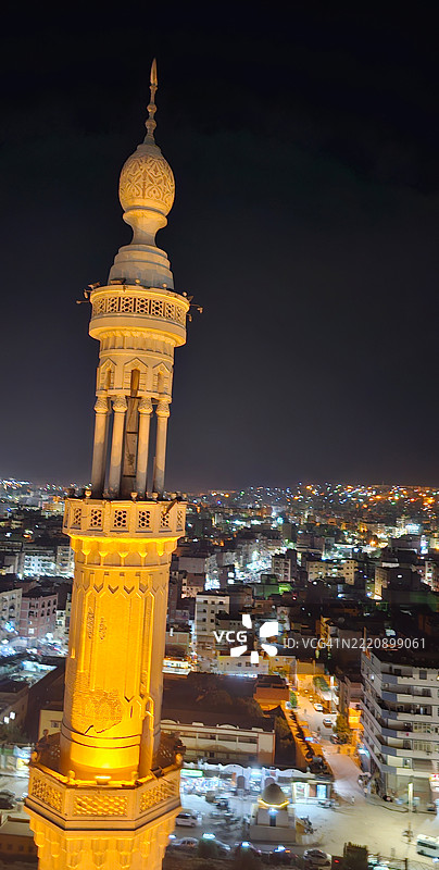 开罗，埃及的凯特贝清真寺夜景。图片素材