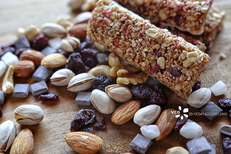 能量、运动、早餐和蛋白质能量棒组合图片素材