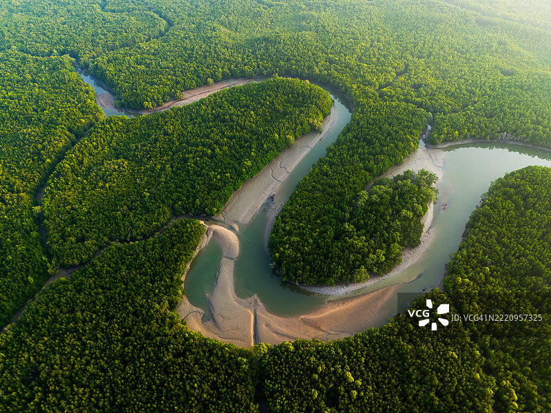 泰国攀牙省红树林的鸟瞰图图片素材