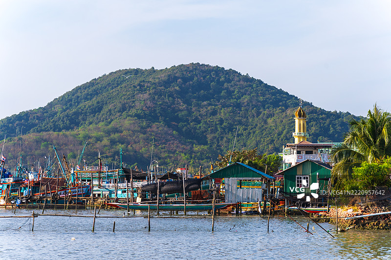 泰国宋卡省宋卡湖附近的高优岛渔村图片素材