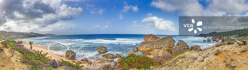 海洋与天空的全景视图图片素材