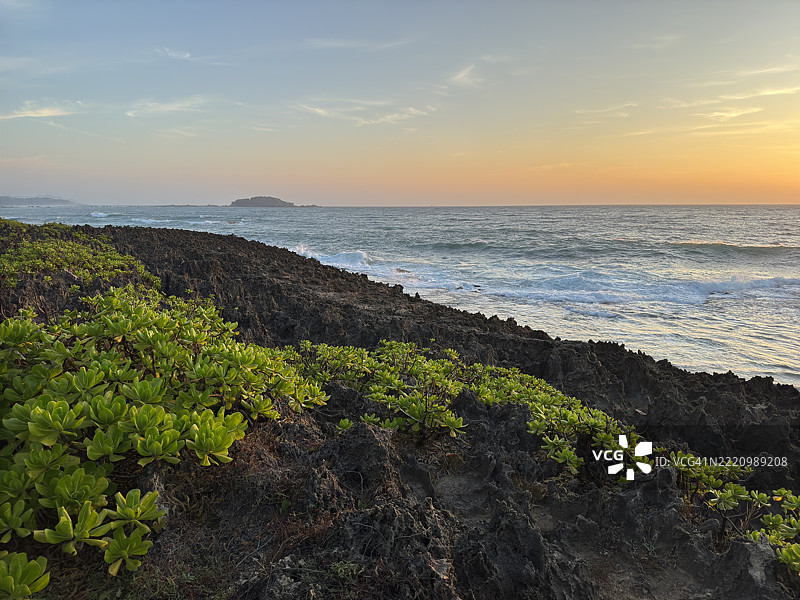 日落时分，宁海，宁顺，越南的海洋与天空的美丽景色图片素材