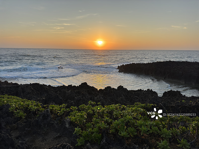 日落时分，宁海，宁顺，越南的海景与天空的美丽景色图片素材