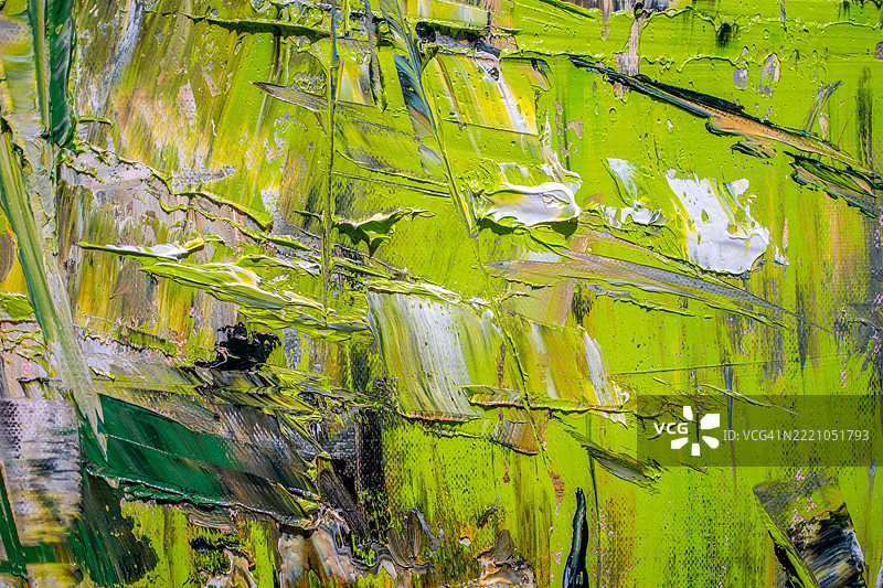 抽象的绿色油画笔触在画布上的壁纸背景图片素材