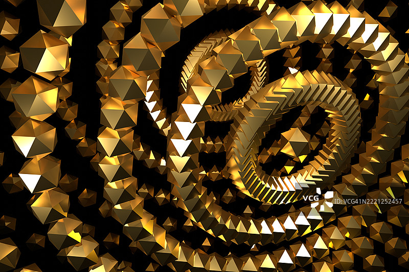 抽象科技灵感的金色多面体图案图片素材