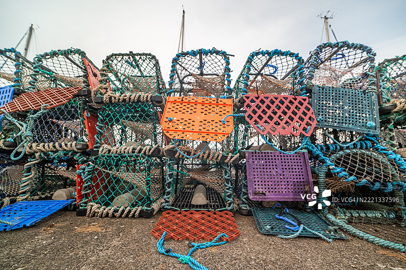 一堆螃蟹和龙虾捕捞器 - 英弗雷里，苏格兰。图片素材