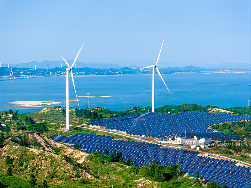 工业景观与不同的能源资源。可持续发展。图片素材