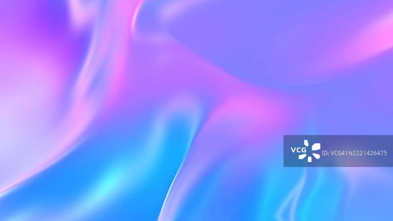 柔和的蓝色、粉色和紫色调的全息抽象图。梦幻般的抽象背景，展现蓝色、粉色和紫色的平滑渐变，营造出柔和流畅的全息效果。图片素材