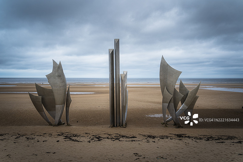 诺曼底奥马哈海滩的勇士纪念碑图片素材