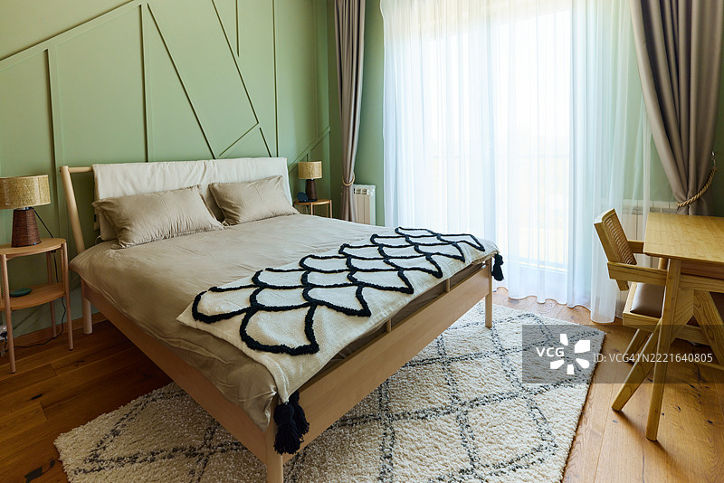 现代住宅的卧室。图片素材
