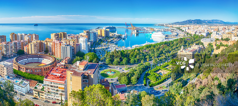 西班牙马拉加市全景图片素材