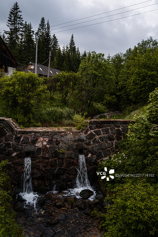 斯洛伐克的瀑布美景与天空相映成趣图片素材