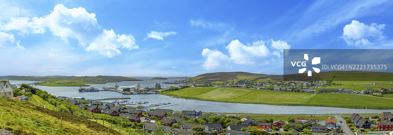 苏格兰，设得兰。位于大陆西海岸的斯卡洛韦镇，一个渔港。图片素材