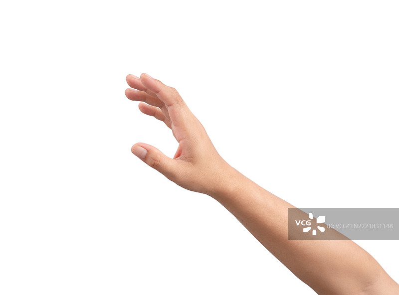 一只手在白色背景下，手指张开。图片素材