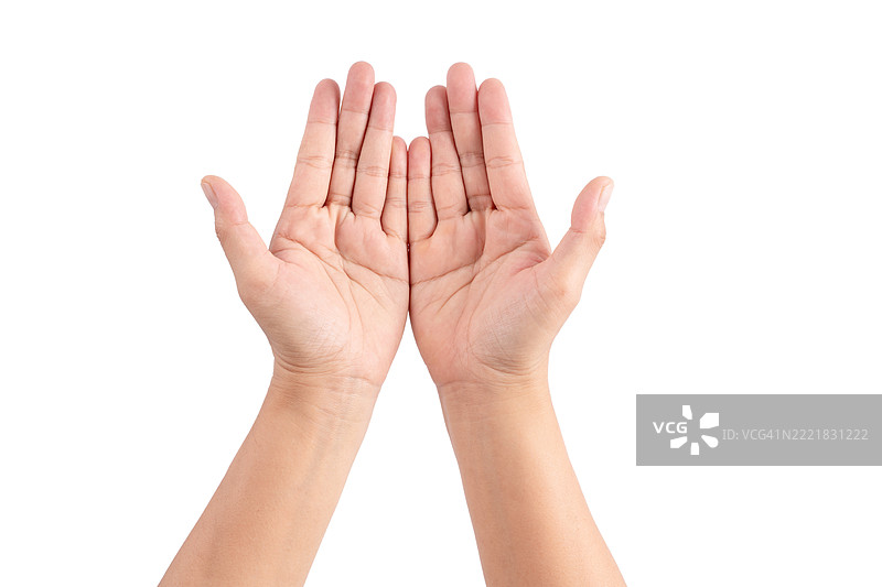 两只手指张开，可能是在祈祷的姿势。图片素材