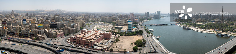 开罗的广阔全景,尼罗河、解放广场和开罗塔 - 埃及 - 北非图片素材