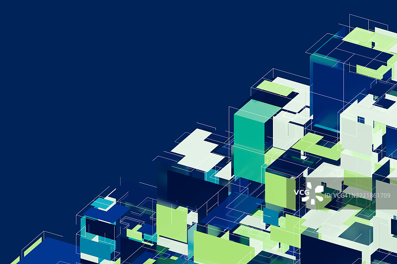 几何3D块的模块化数据架构抽象图图片素材