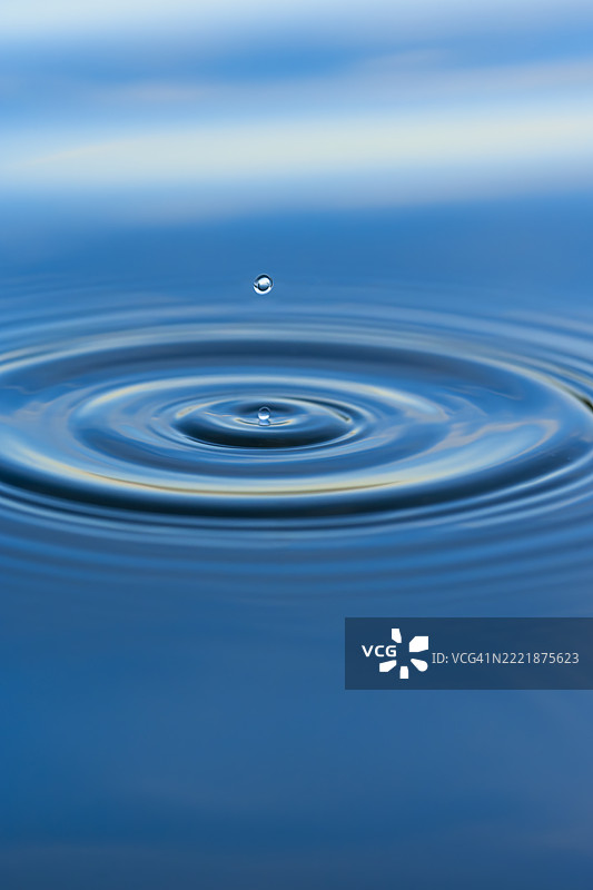 水波纹的同心水滴特写图片素材