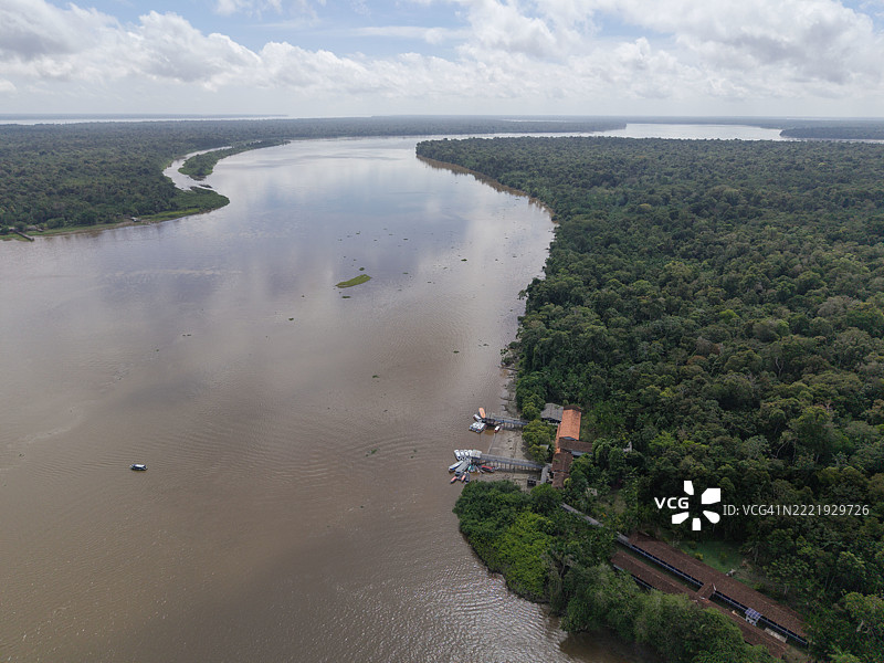 亚马逊河畔的塔图潘社区鸟瞰图 - 巴西图片素材