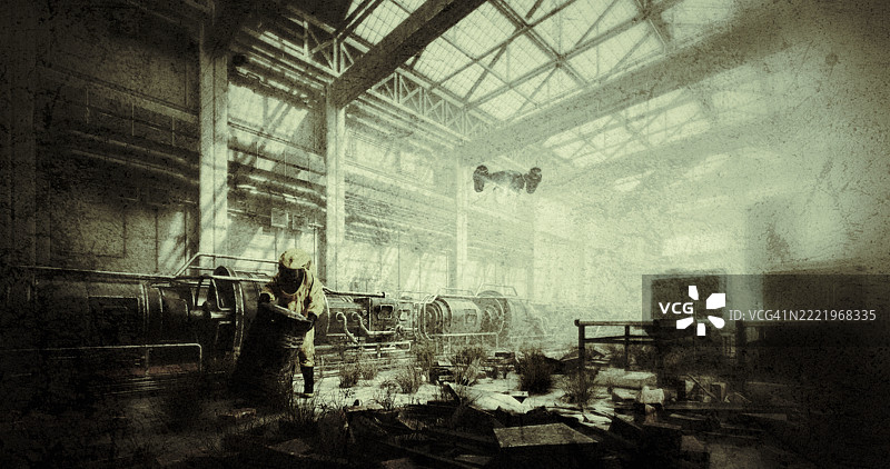 废弃工厂中的危险物质图片素材