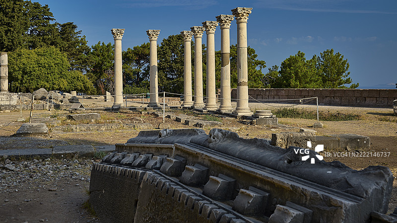 古希腊遗址,有柱子,古代建筑,阿波罗神庙,科林斯柱式,阿斯克勒庇俄斯神庙,疗愈神庙,神庙,希波克拉底,科斯岛,十二群岛,希腊群岛,希腊,欧洲图片素材